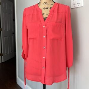 Women's Coral Button-Up Blouse. Medium. New York & co.